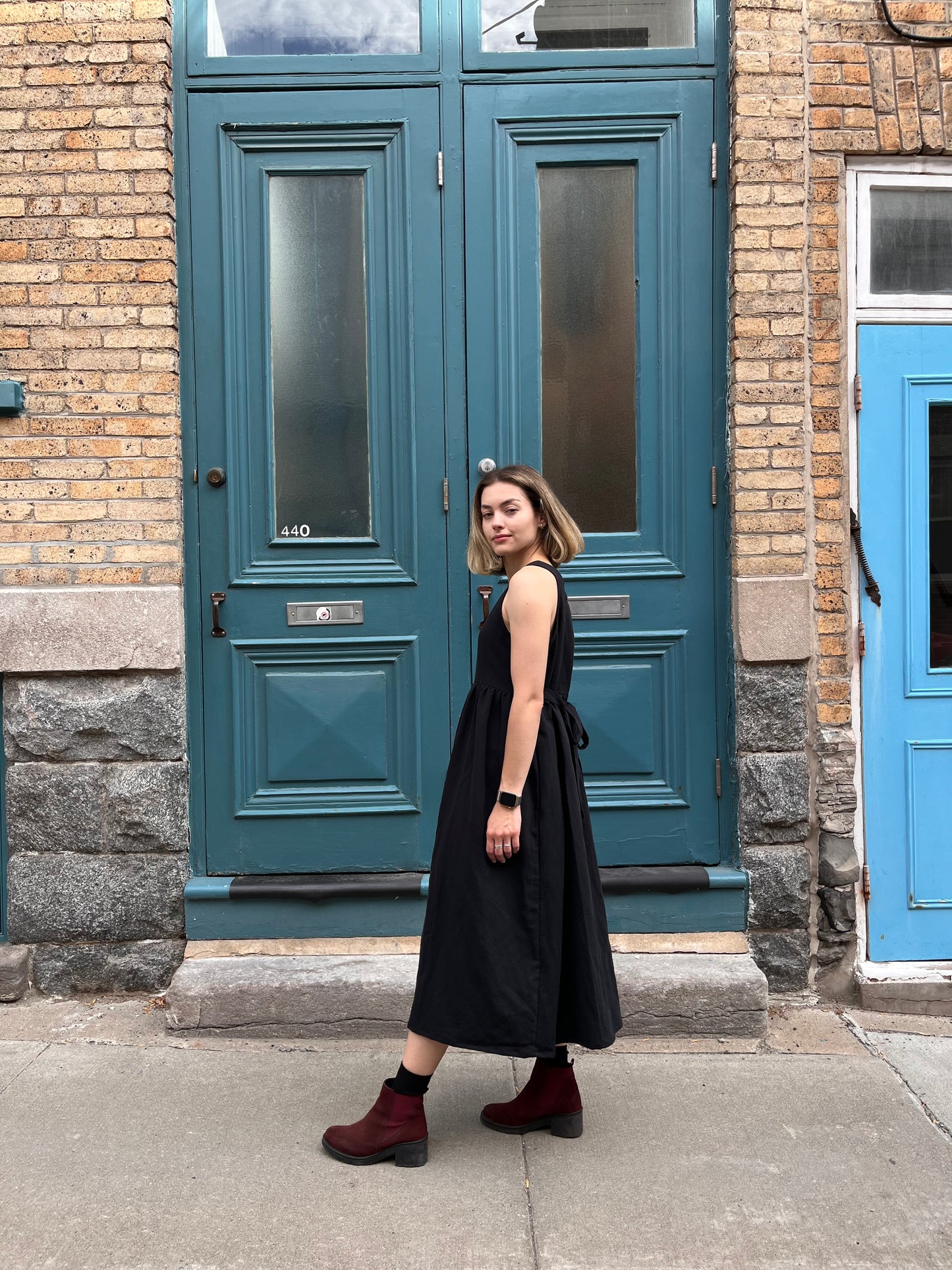 Madeleine dress- Linen/ Organic cotton blend- Black