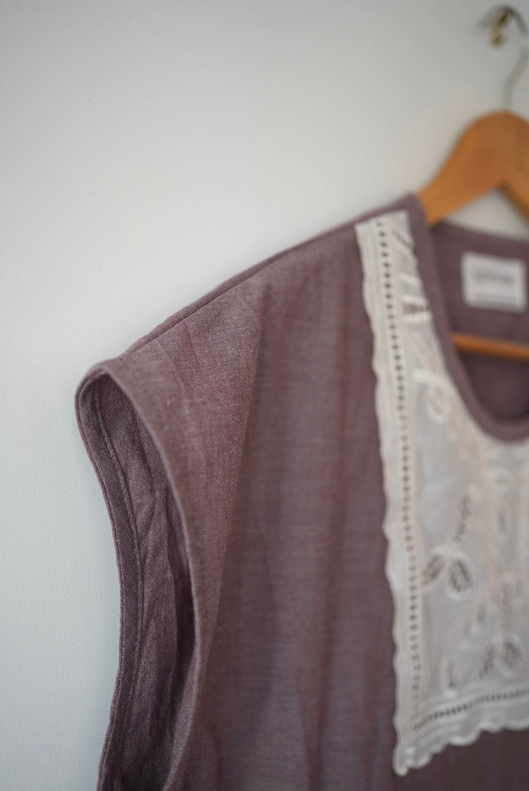 Short sleeve boxy top with lace - grape - made to order in any size