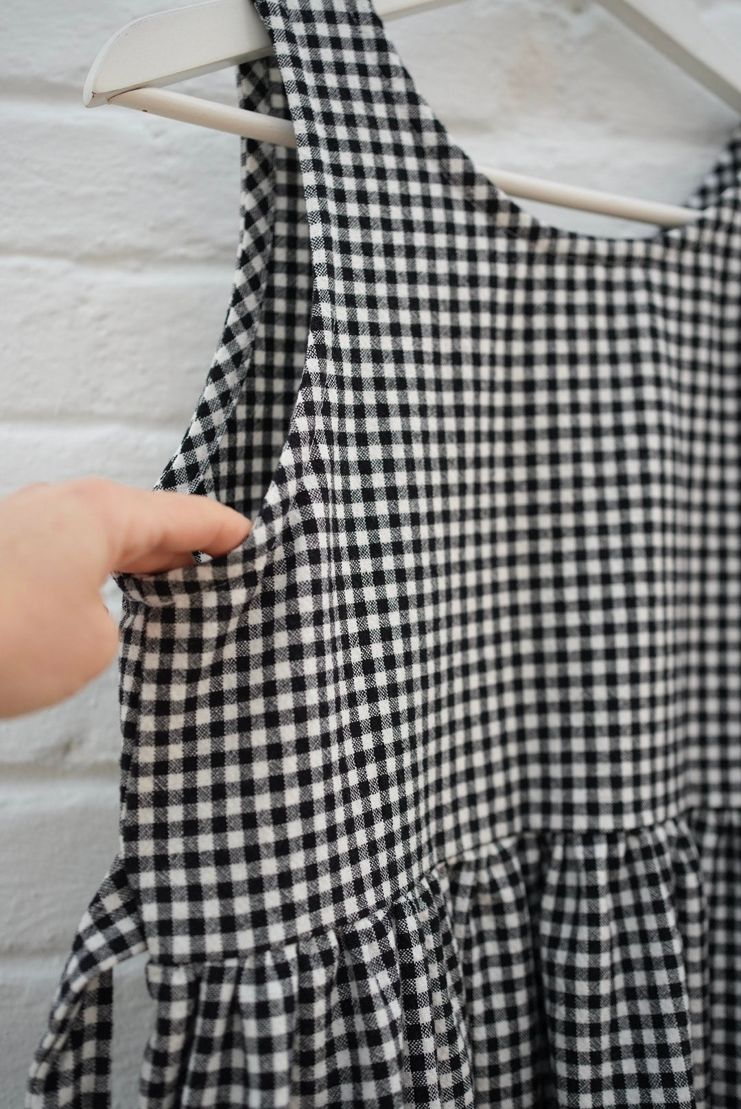 Madeleine dress- B&W organic cotton gingham- sample- size small- last one