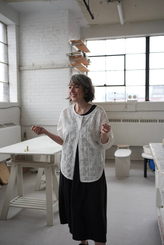 Embroidered button up blouse