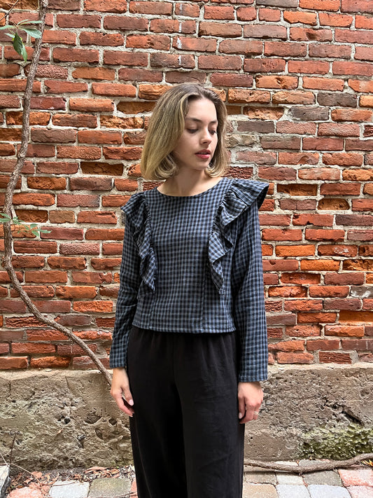 Ruffle top- organic cotton double gauze