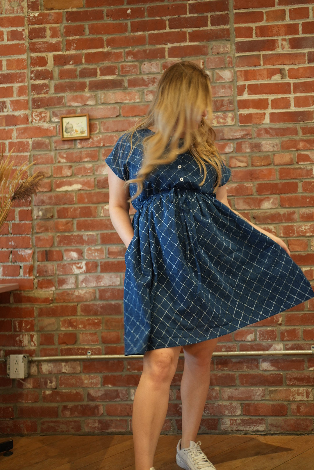 Button up natural indigo dye dress- three available- ready to ship