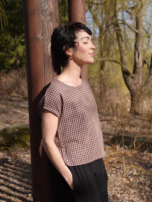 Organic cotton boxy top- cocoa