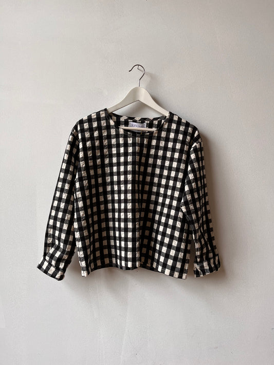 Long sleeved gingham top S-M