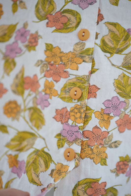 Cotton button up top made from vintage deadstock fabric