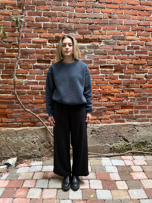 Extra thick sherpa crewneck- Smoky blue