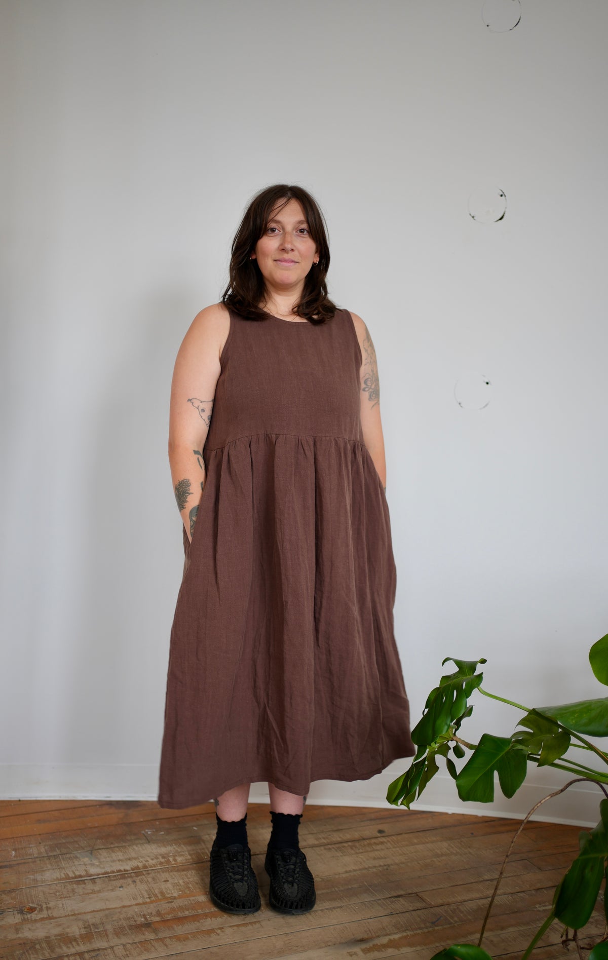 Robe Madeleine — lin cacao