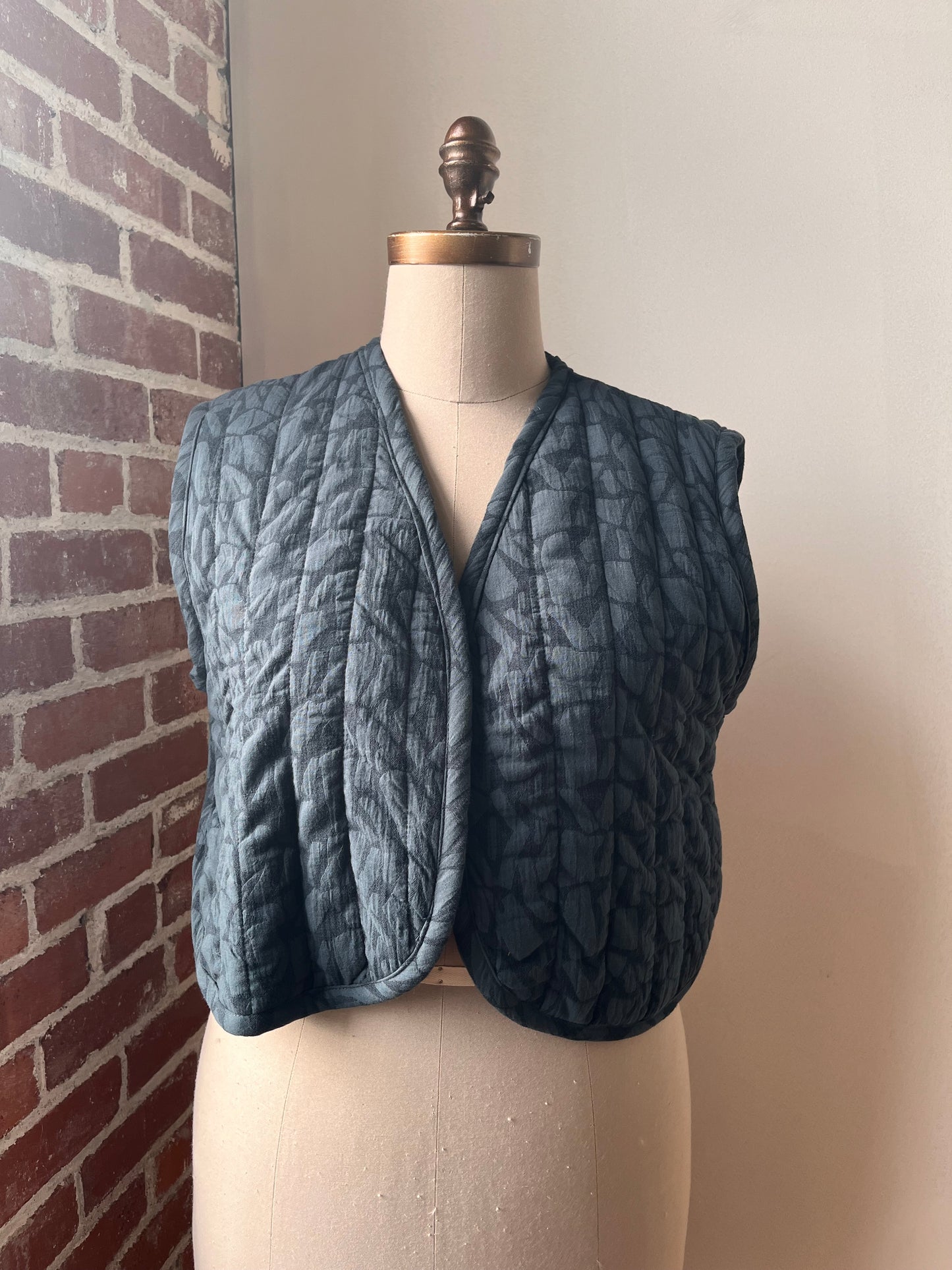 One of a kind quilted vest- Deep Lake