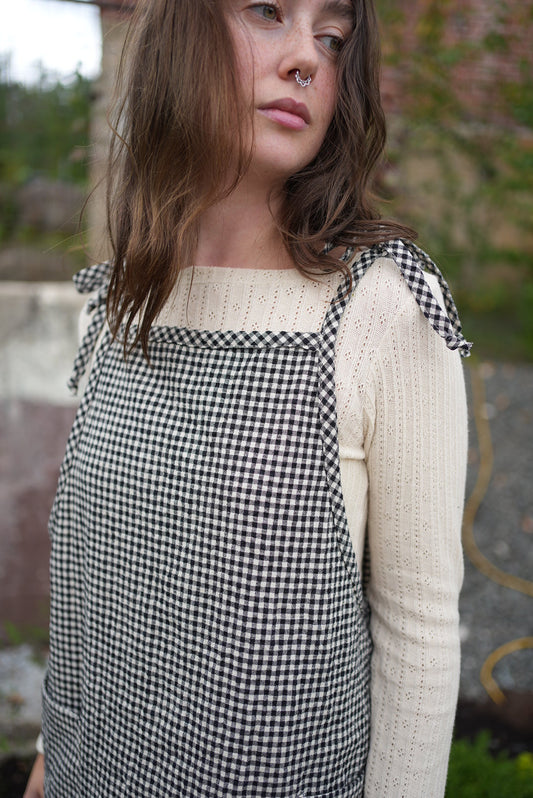 gingham pinafore - cotton/linen blend