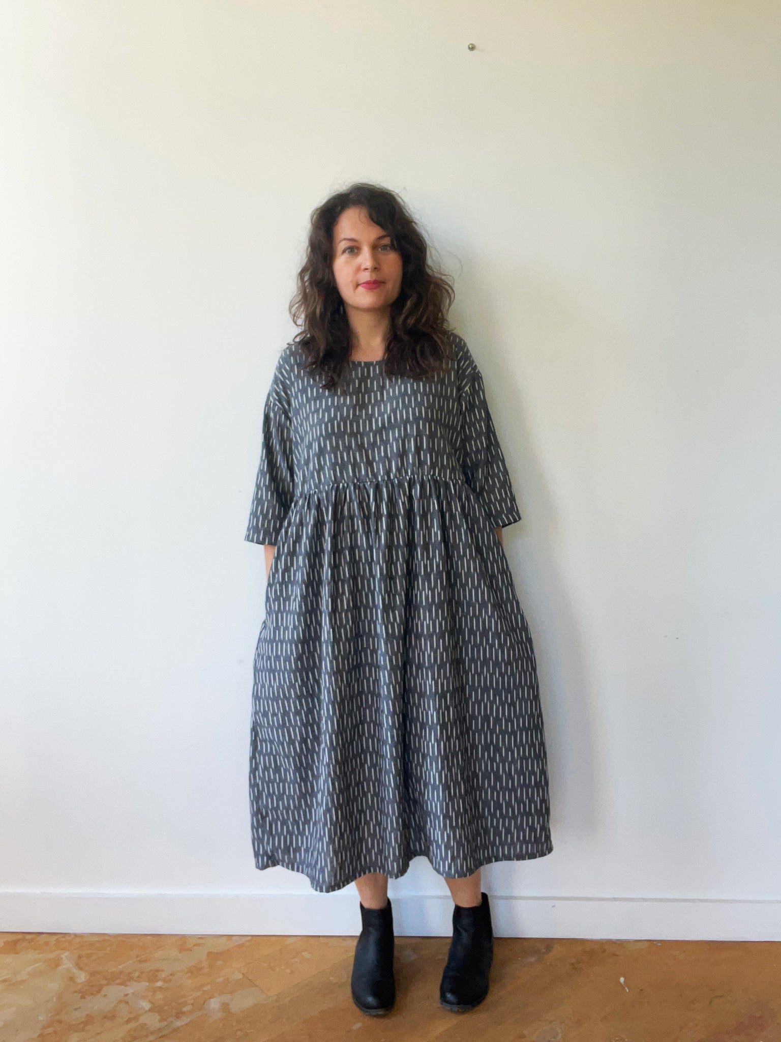 Grey lines midi dress- MADE TO ORDER
