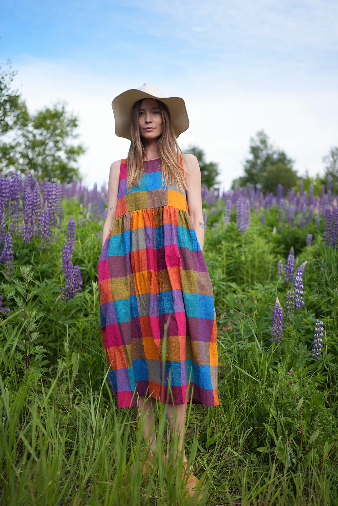 Big check midi dress