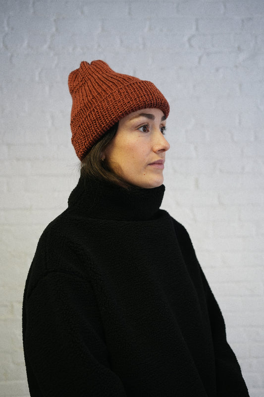 Extra thick Alpaca/Acrylic blend beanie - Rust