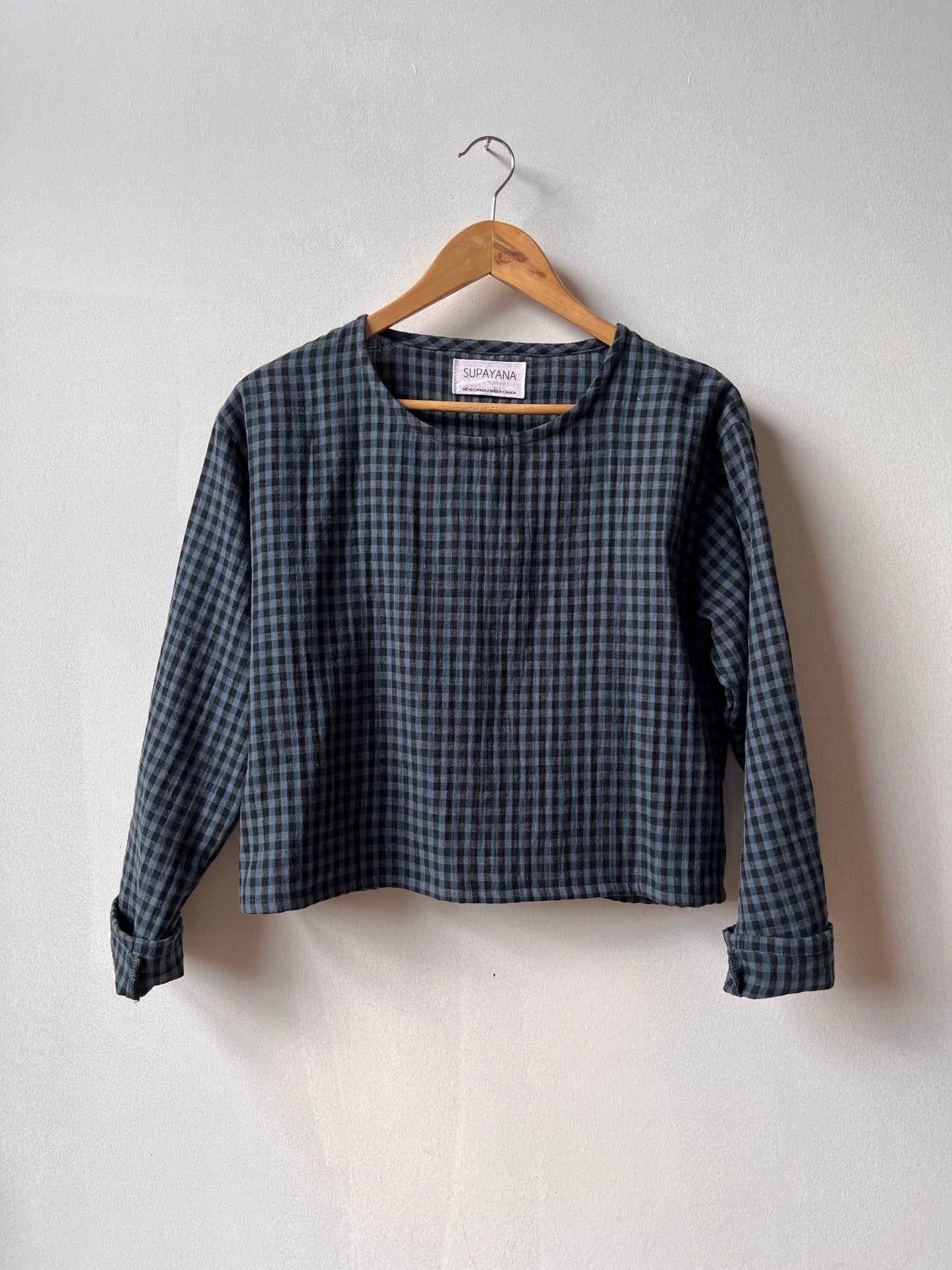 Organic cotton double gauze boxy top- Midnight