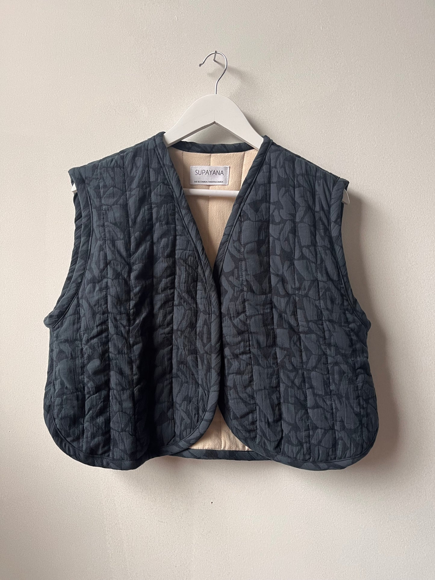 One of a kind quilted vest- Deep Lake