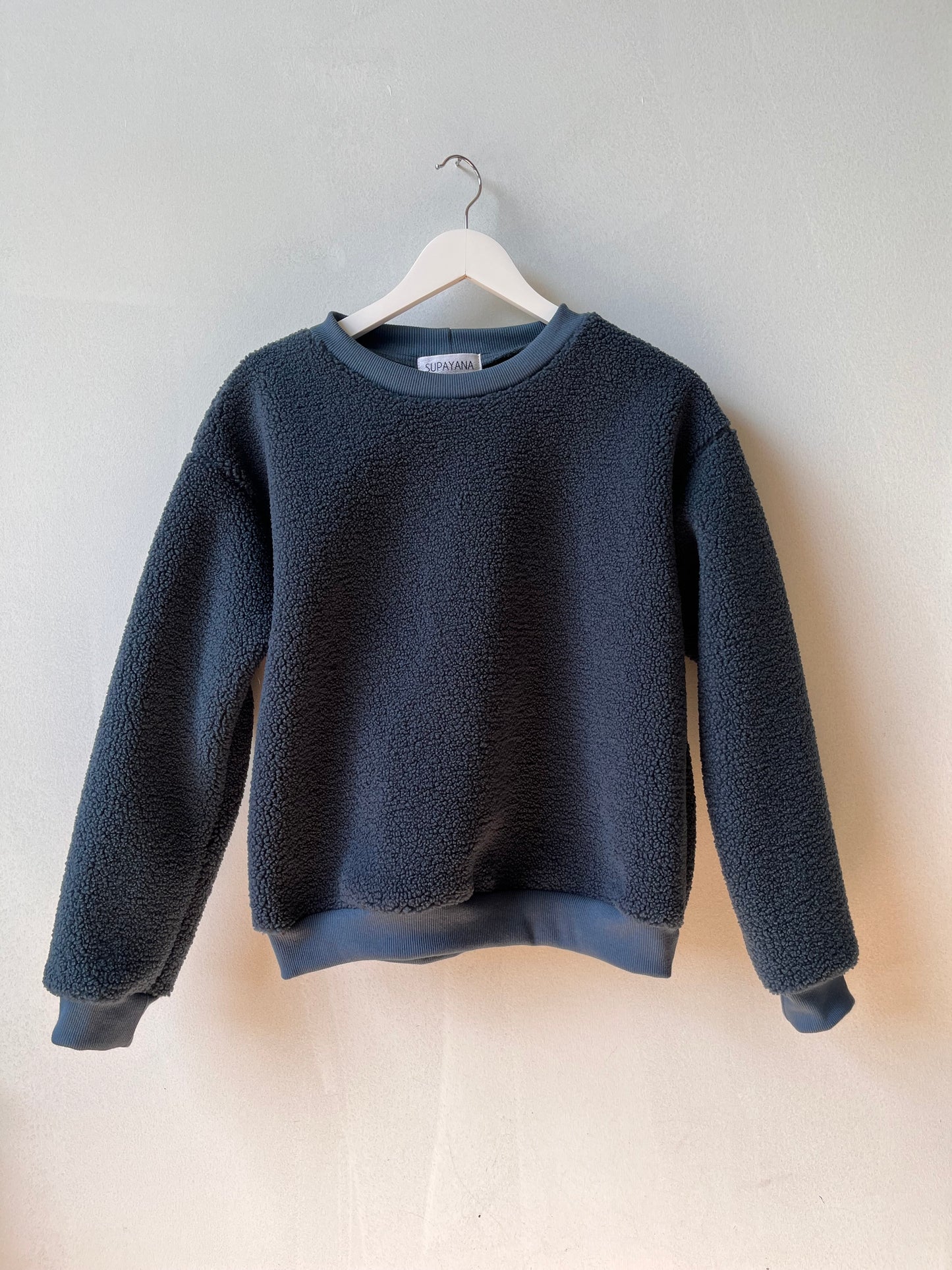 Extra thick sherpa crewneck- Smoky blue