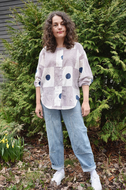 Lightweight cotton block print blouse- made to order in any size