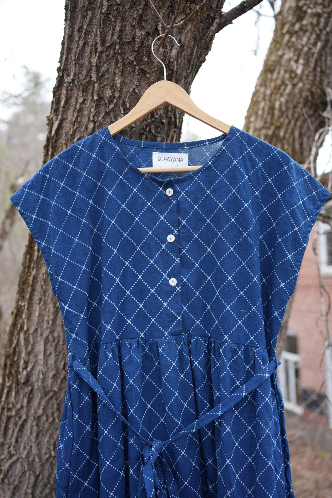Button up natural indigo dye dress- three available- ready to ship