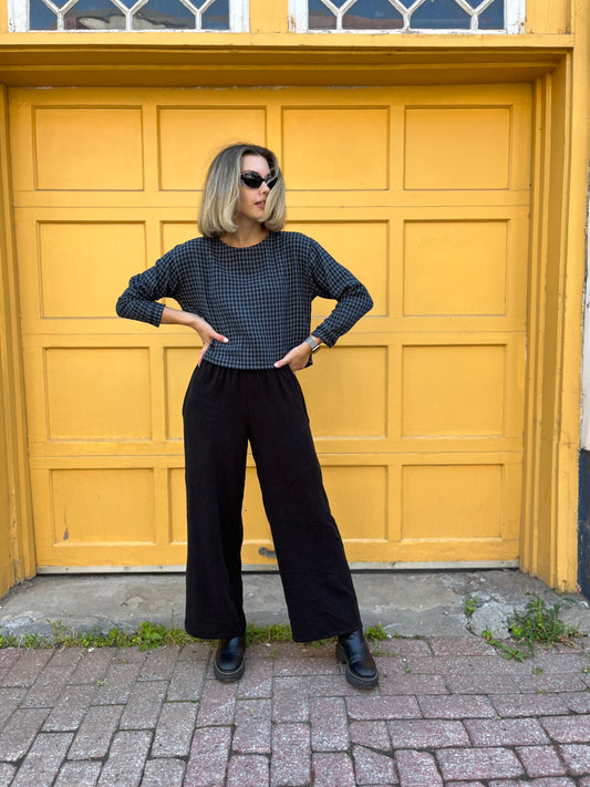 Organic cotton double gauze boxy top- Midnight