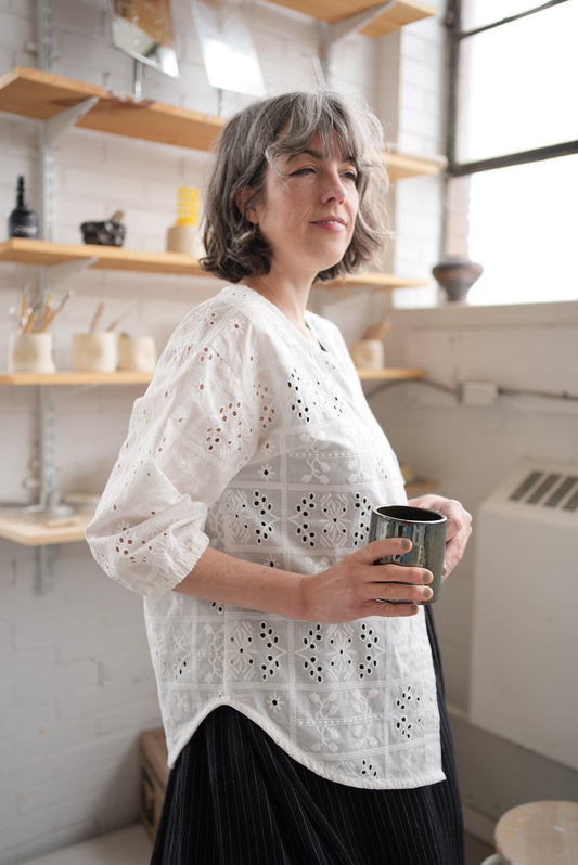 Embroidered button up blouse