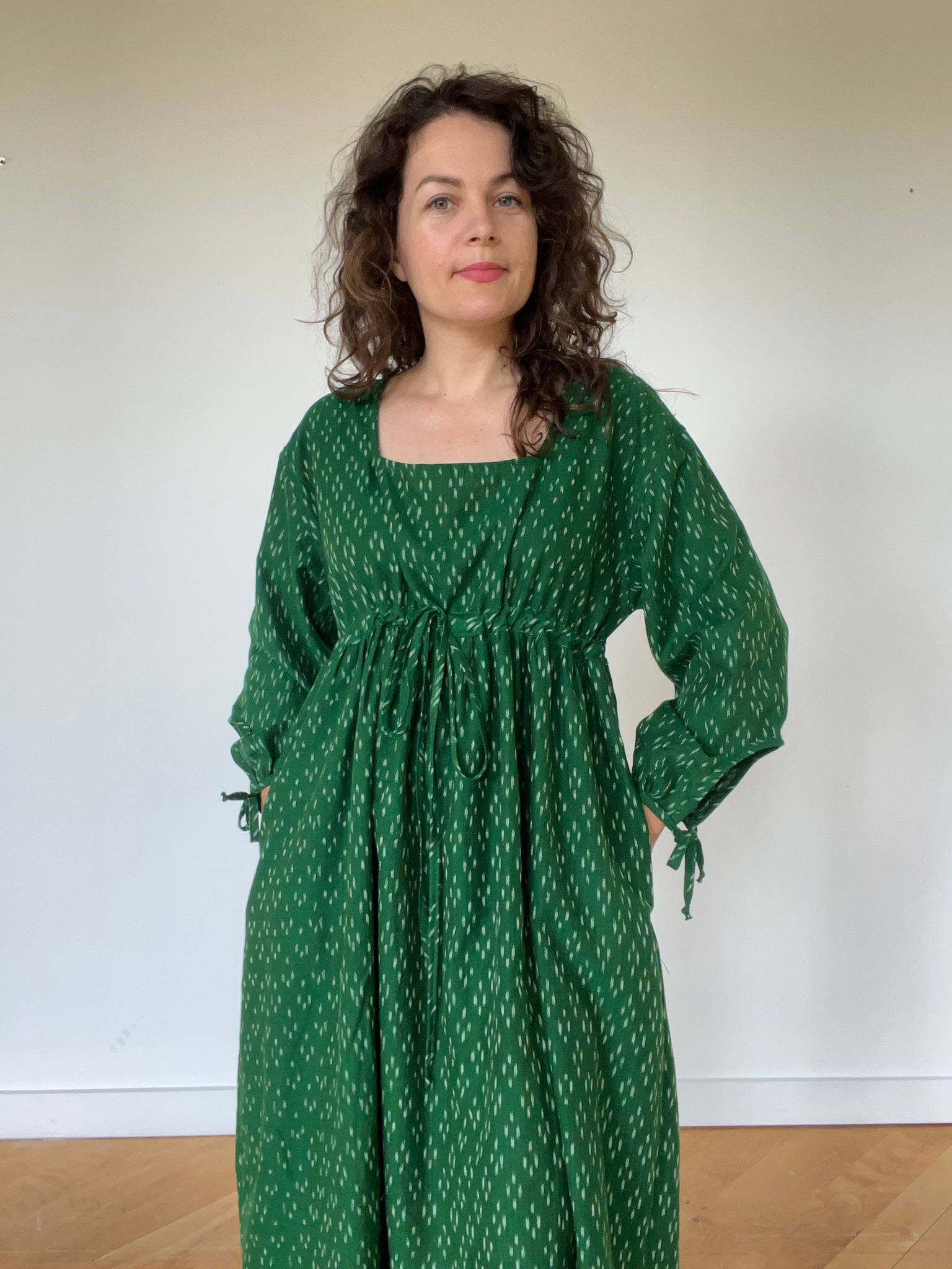 Pine green commune dress- MADE TO ORDER