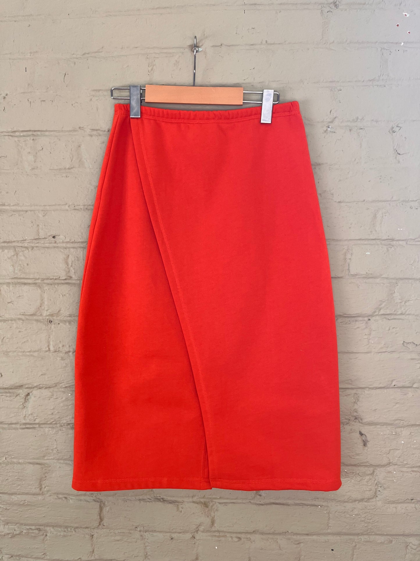 Organic cotton fleece wrap skirt- tomato red