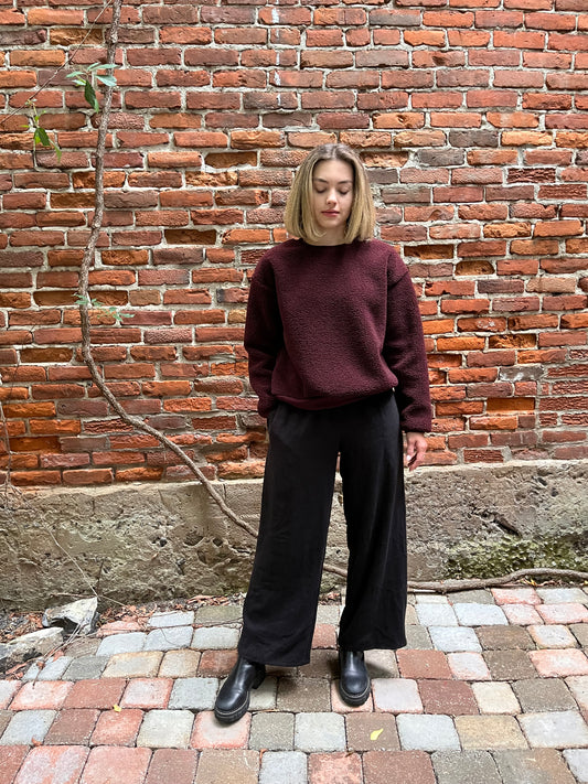 Extra thick sherpa crewneck- Dark Burgundy