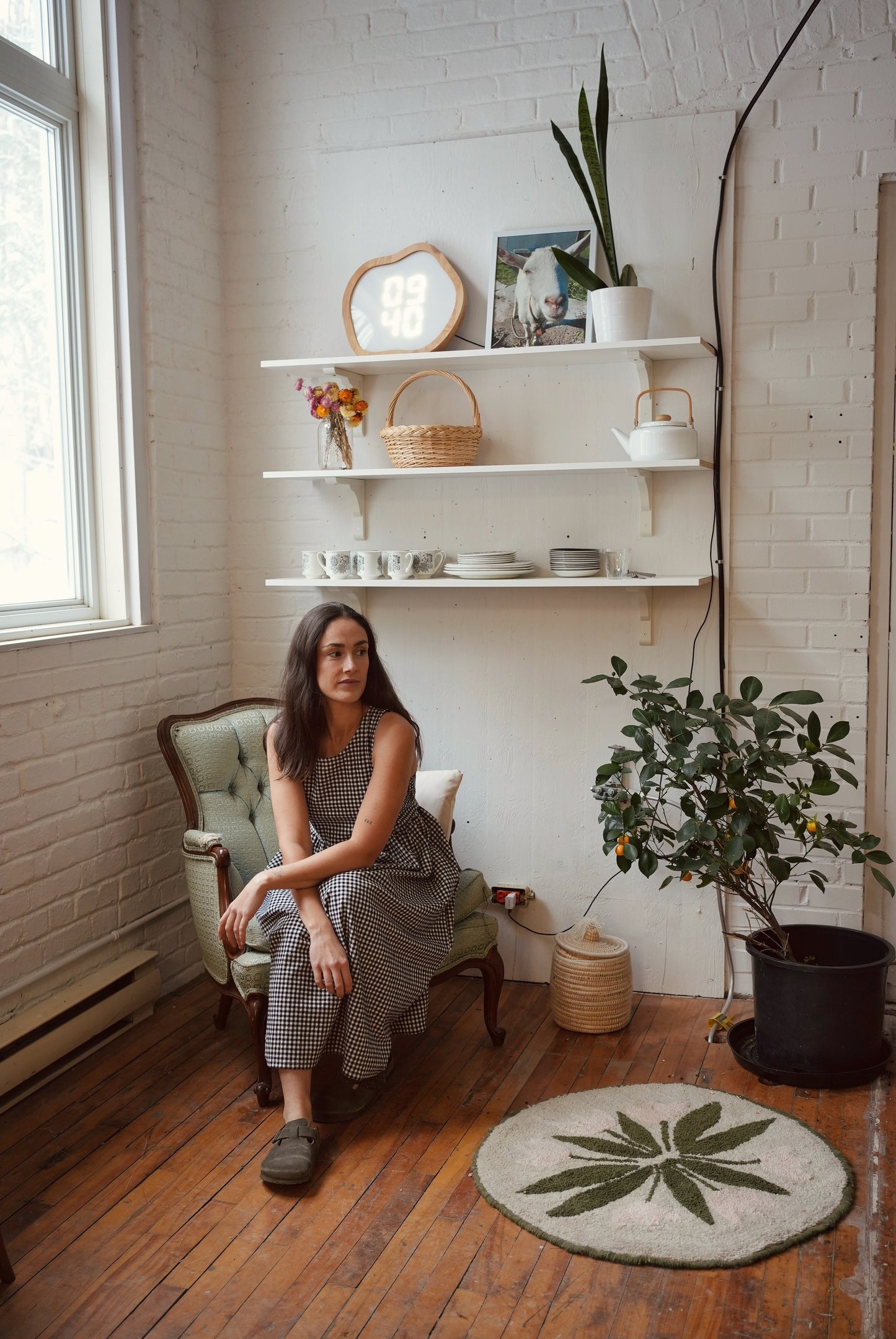 Madeleine dress- B&W organic cotton gingham- sample- size small- last one