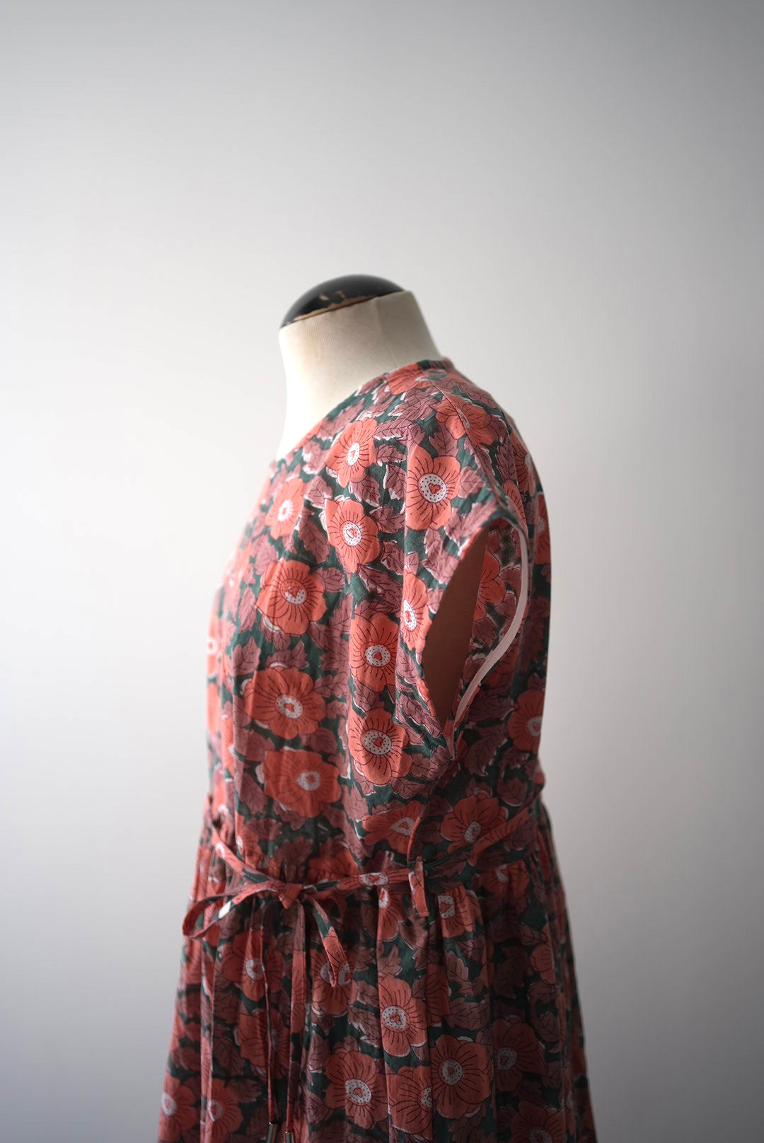 Cotton short sleeve dress- floral blockprint