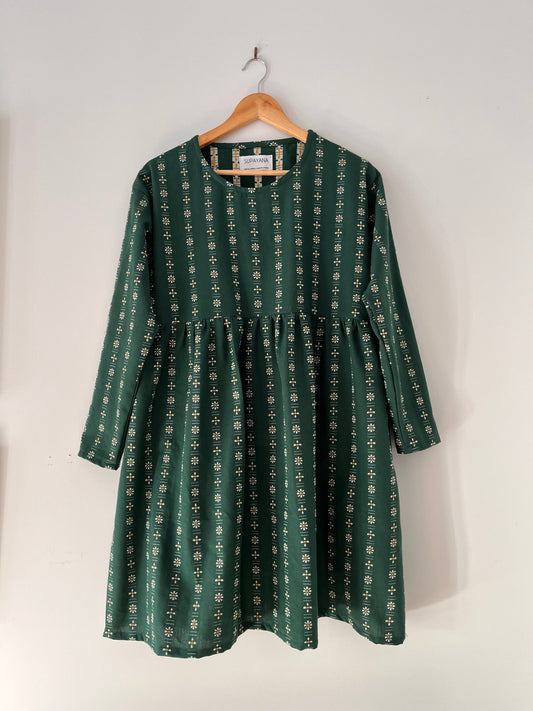 Knee length daisy dress- fern green