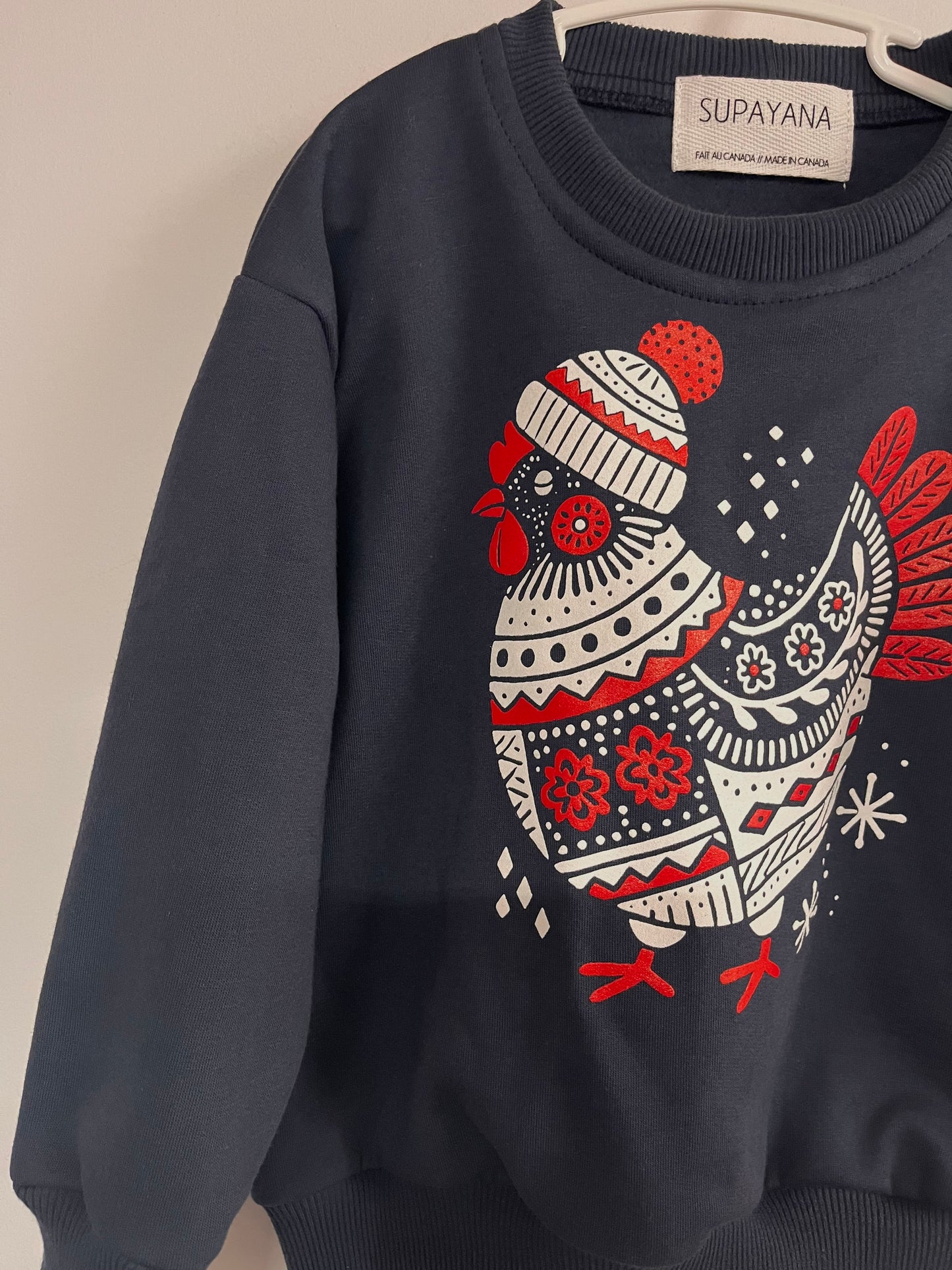 Organic cotton chicken sweatshirt- navy