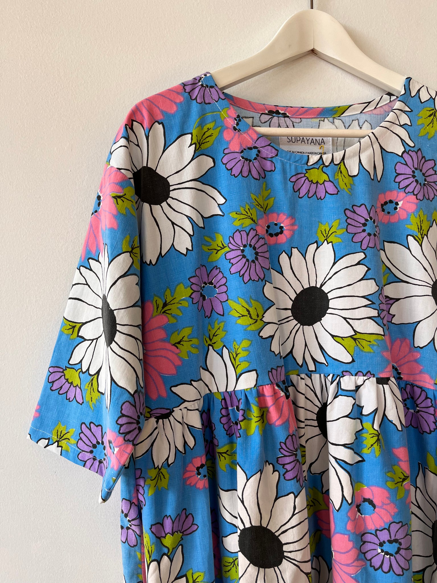 OOAK Flower power midi dress - upcycled cotton fabric