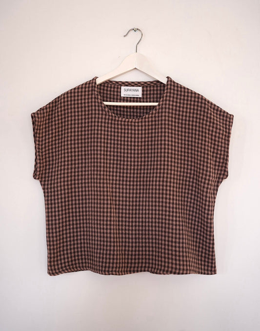 Organic cotton boxy top- cocoa
