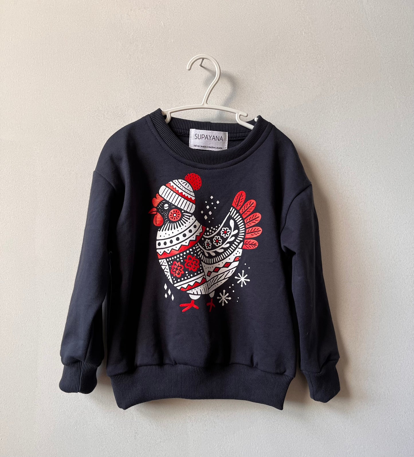 Organic cotton chicken sweatshirt- navy