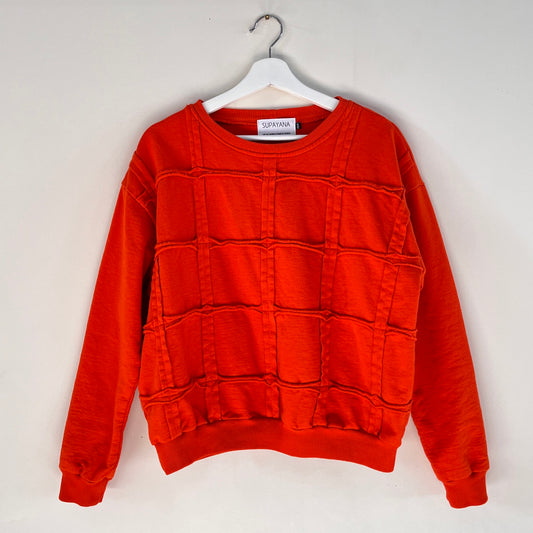Organic cotton MATRIX sweatshirt- tomato red