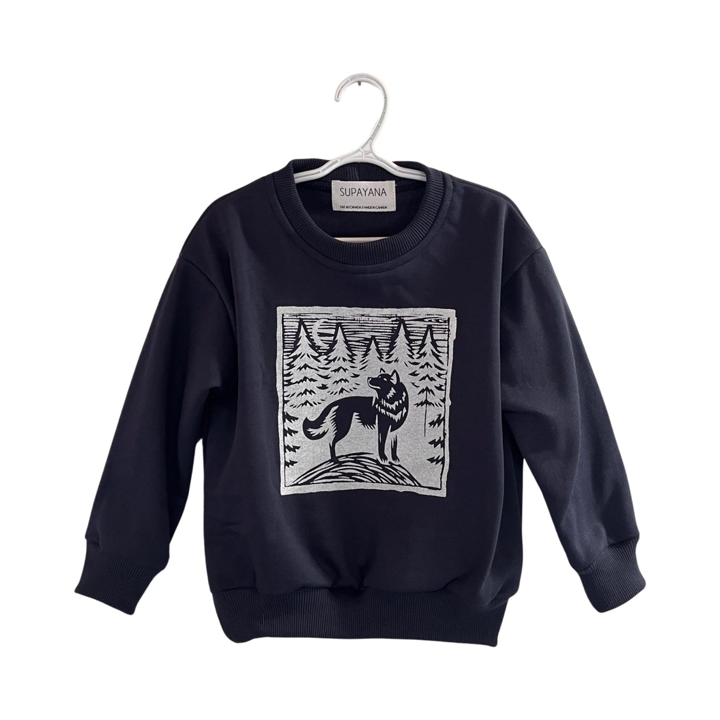 Wolf sweatshirt -navy blue organic cotton
