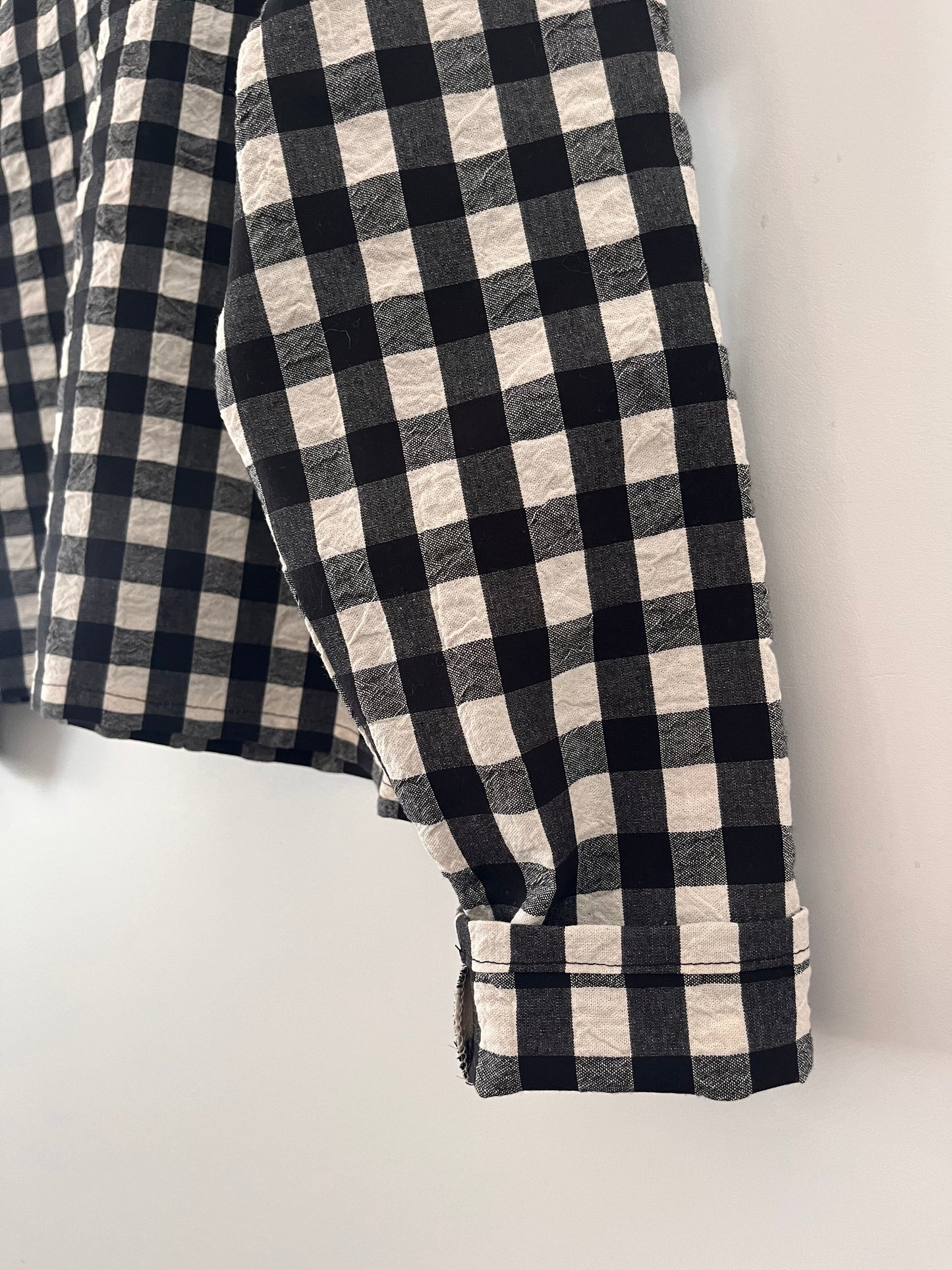 Black and cream gingham cotton long sleeve