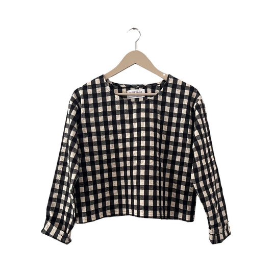 Black and cream gingham cotton long sleeve
