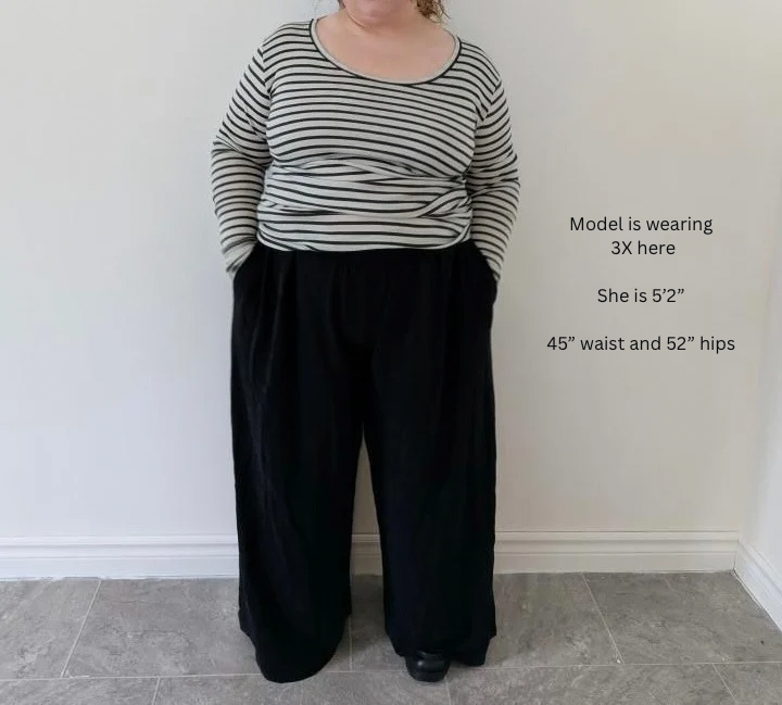 Aurelie pants with elastic waist- Black