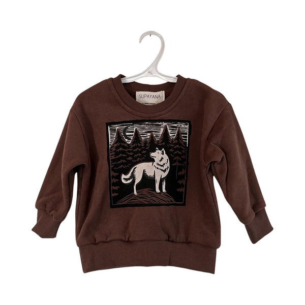 Wolf print sweatshirt - chocolate brown