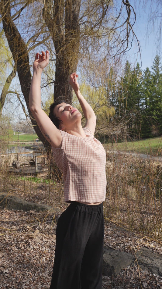Organic cotton boxy top- peony
