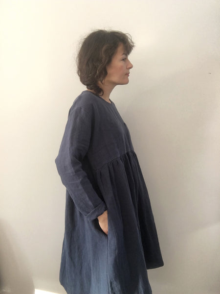 Linen pocket dress - Dark indigo