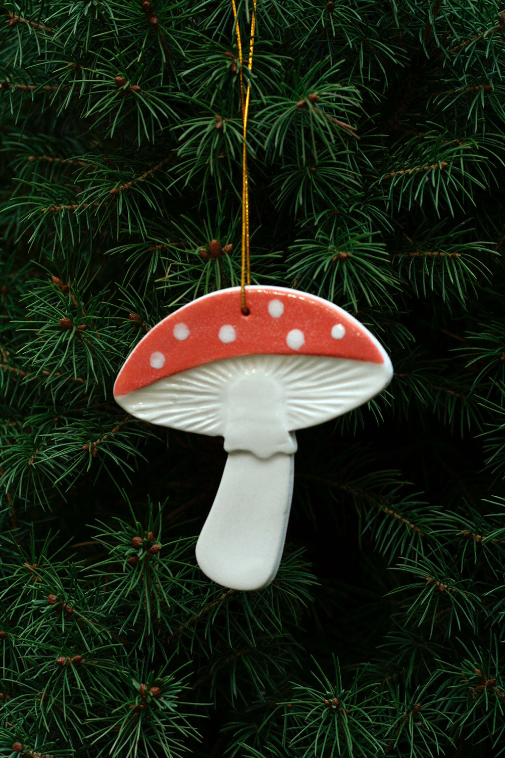 Handmade ceramic mushroom ornament 🍄